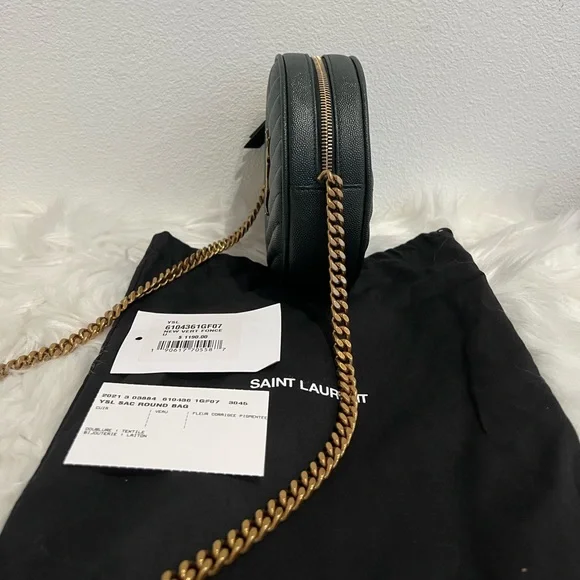 NWT SAINT LAURENT YSL Round Jade Vinyle Chevron Loulou Camera WOC Crossbody Bag - Picture 5 of 10